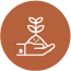 ícono: manos sosteniendo una planta